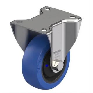 Blickle - RVS Bokwiel, blauw loopvlak, 100mm