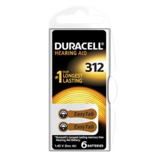 Duracell - Knoopcel voor gehoorapparaten, AID 312 (6-stuks)