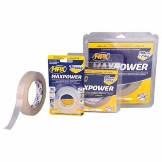 HPX - Dubbelzijdige tape MAX Power - transparant, 19mmx16.5m