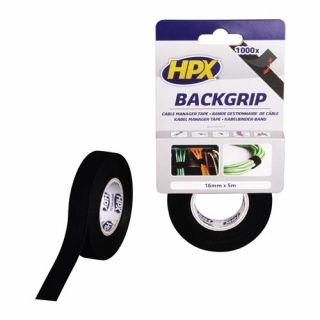 HPX - Backgrip tape - zwart, 16mm x 5m.