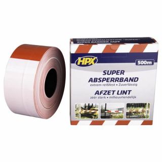 HPX - Super afzetlint - rood/wit, 80mm x 500m.