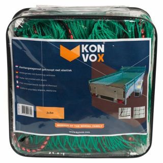 Konvox - Aanhangwnet geknoopt met elastiek 2x4m Groen HDPE