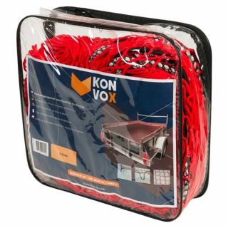 Konvox - Aanhangwnet met hoeklus en elastiek 2,5x4,5m Rood