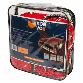Konvox - Aanhangwnet met hoeklus en elastiek 2x3m Rood