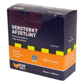 Konvox - Afzetband geel/zwart 80 mm x 500 M
