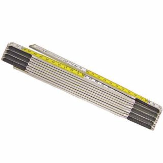 Metrica - Houten duimstok wit/geel geblokt 2m