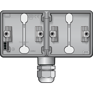 Niko - Onderbak dubbel horizontaal grijs IP 55