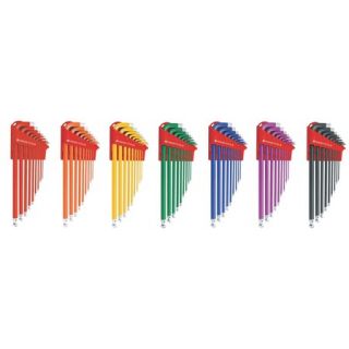 PB - Lange stiftsleutelset inbus met kogelkop Rood. 9-dlg.