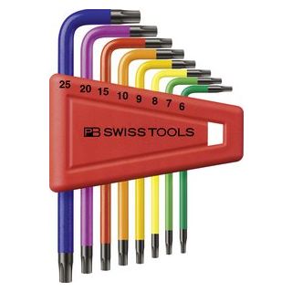 PB - Korte stiftsleutelset Torx Rainbow T.6-25 8-dlg