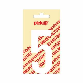 Pickup - Plakcijfer Nobel 90mm wit - 5