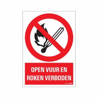 Pickup - Bord Open vuur en roken verboden - 230x330 mm