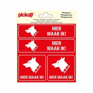 Pickup - Sticker Hier waak ik ! - 150x150 mm 4 op 1