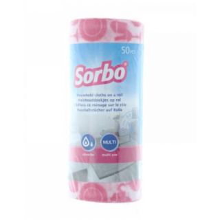 Sorbo - Huishouddoekjes roze op rol 20x40cm,50 vel