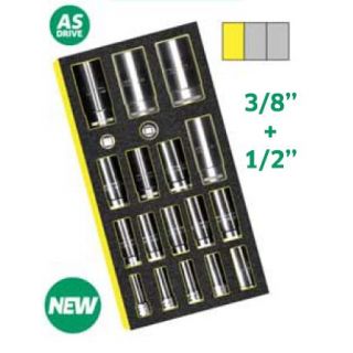 Stahlwille - 3/8" + 1/2" Lange doppenset, 19-delig