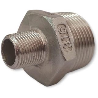 Huismerk - Rvs verloopnippel 2x buitendraad, 2'' x 1.1/2''