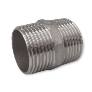 Huismerk - RVS dubbele nippel buitendraad - 1/8''