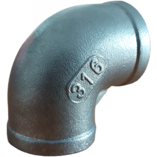 Huismerk - Rvs knie 90° met 2x binnendraad, 1/8"