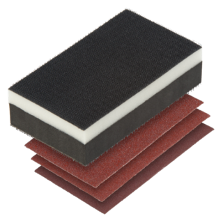 Wolfcraft - Handschuurset, met klitaanhechting, 4-delig