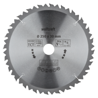 Wolfcraft - HM-Cirkelzaagblad, 32t, ø350x30x3,2mm