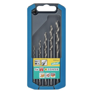 Wolfcraft - Set metaalboren, HSS, geslepen, zeskant, 2-6mm