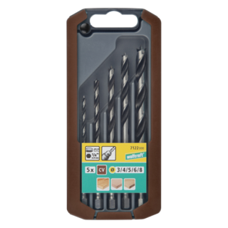Wolfcraft - Set houtspiraalboren, zeskantschacht, 3-8mm