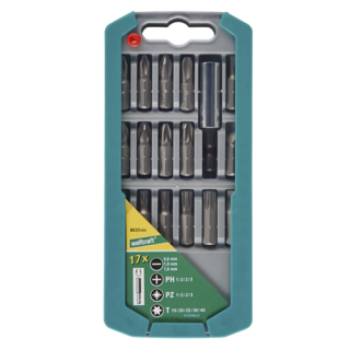 Wolfcraft - Bit-box solid, 17-delig:, 1 bithouder en 16 bits