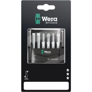 Wera - 1/4" Mini-Check Bitset, SL + PH + PZ, 50mm, 6-dlg